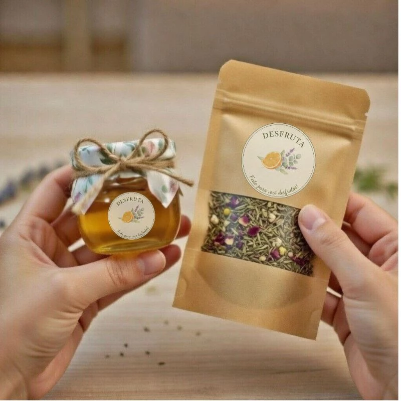 Mel artesanal e ch&aacute; de ervas Desfruta
